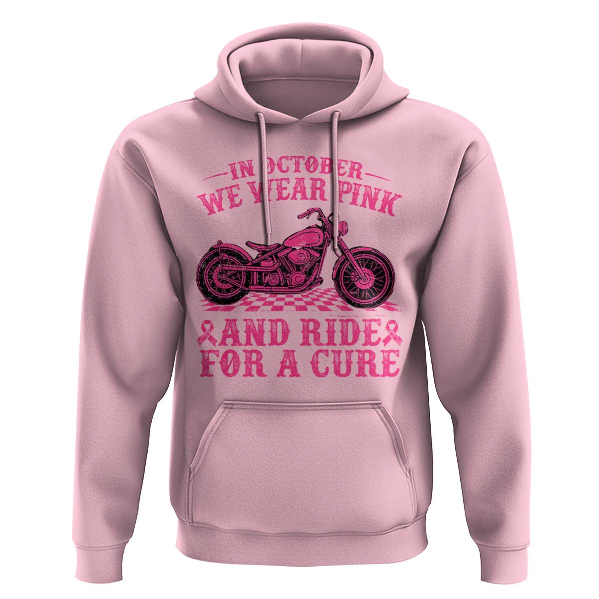 Breast Cancer Motorcycle Hoodie In October We Wear Pink Ride For A Cure - Wonder Print Shop