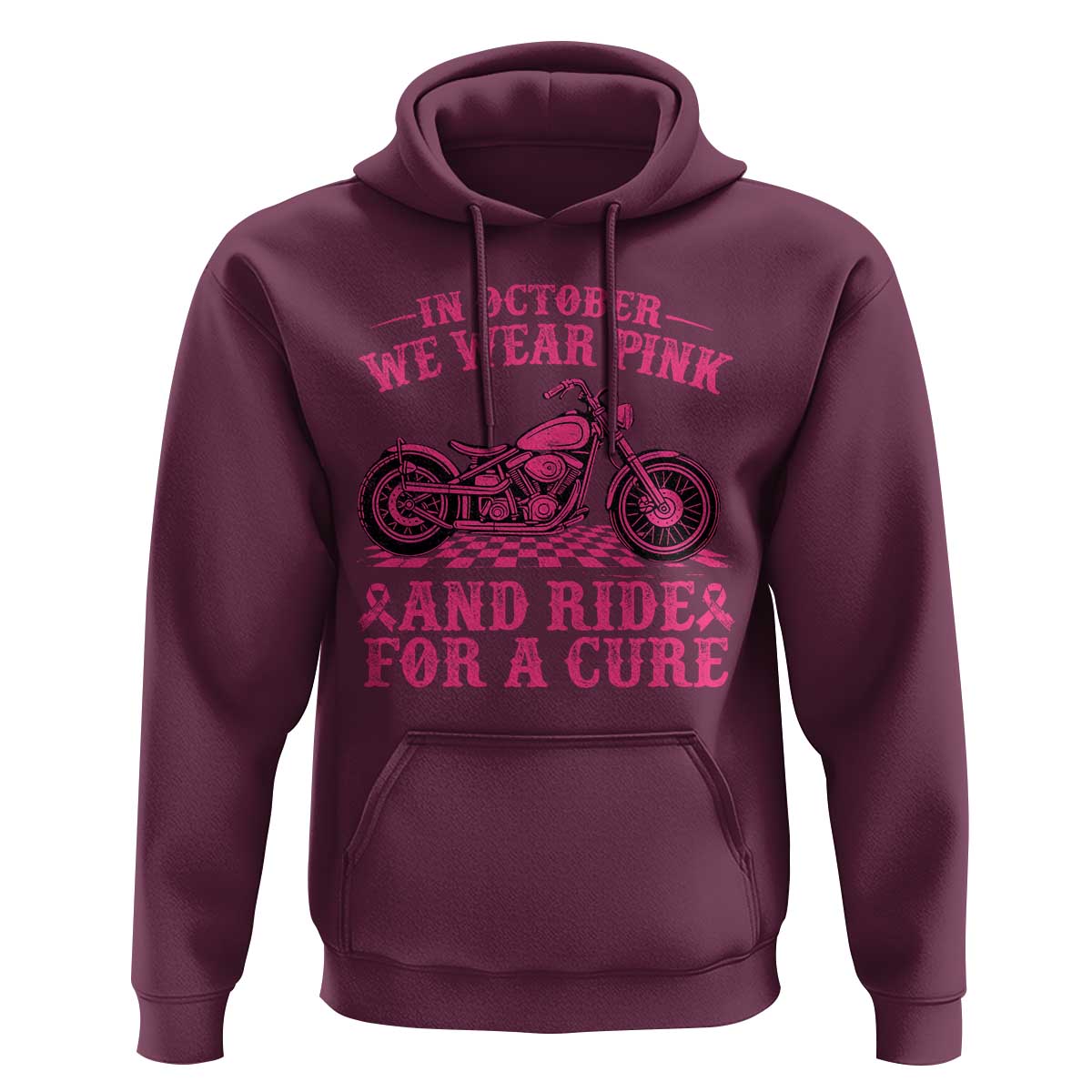 Breast Cancer Motorcycle Hoodie In October We Wear Pink Ride For A Cure - Wonder Print Shop