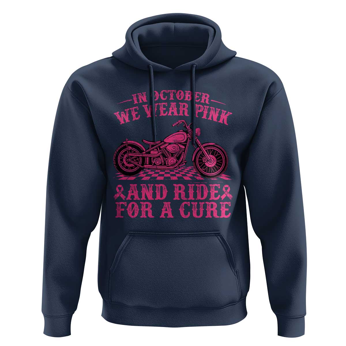 Breast Cancer Motorcycle Hoodie In October We Wear Pink Ride For A Cure - Wonder Print Shop