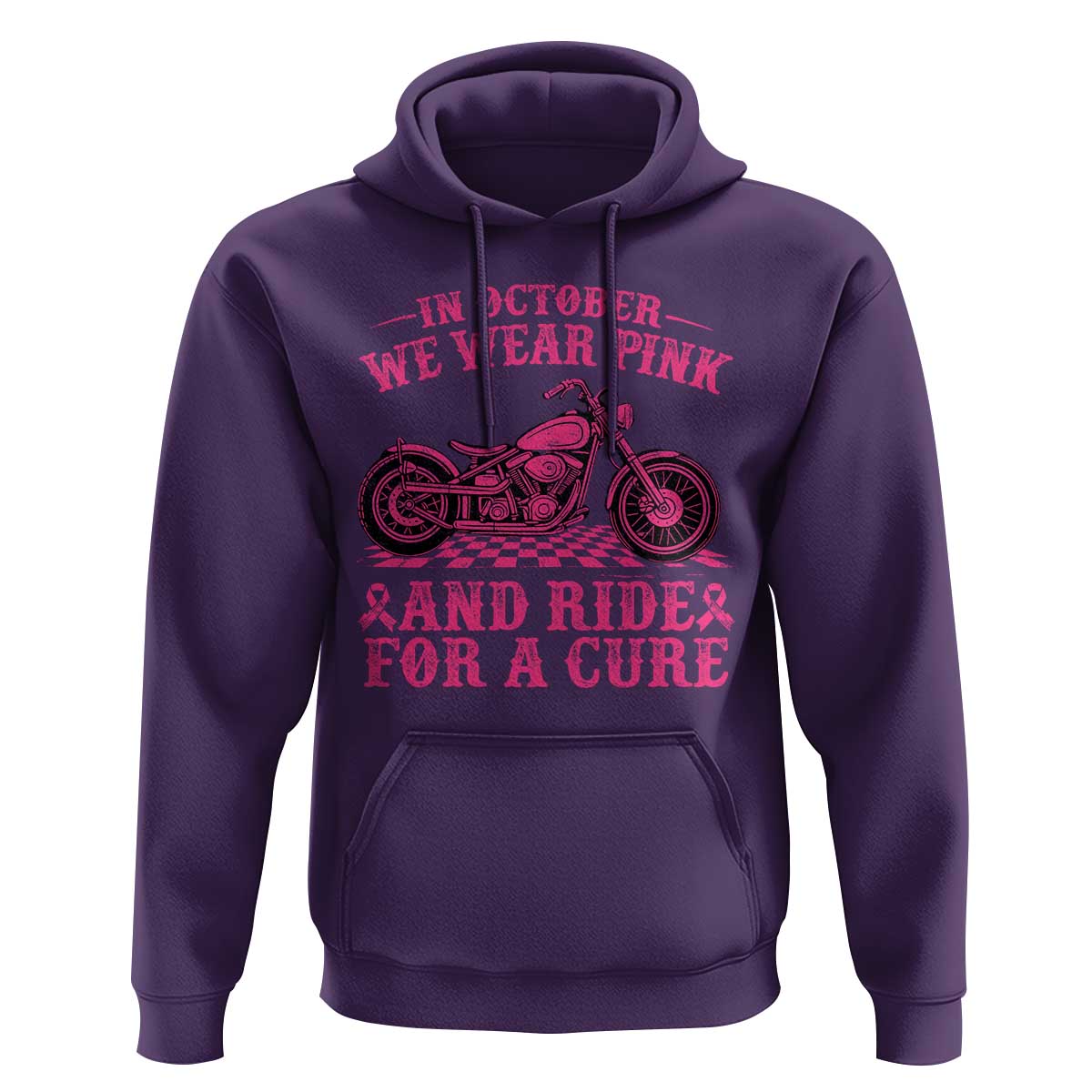 Breast Cancer Motorcycle Hoodie In October We Wear Pink Ride For A Cure - Wonder Print Shop