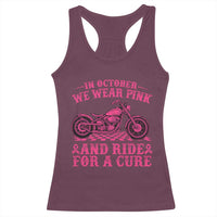 Breast Cancer Motorcycle Racerback Tank Top In October We Wear Pink Ride For A Cure - Wonder Print Shop
