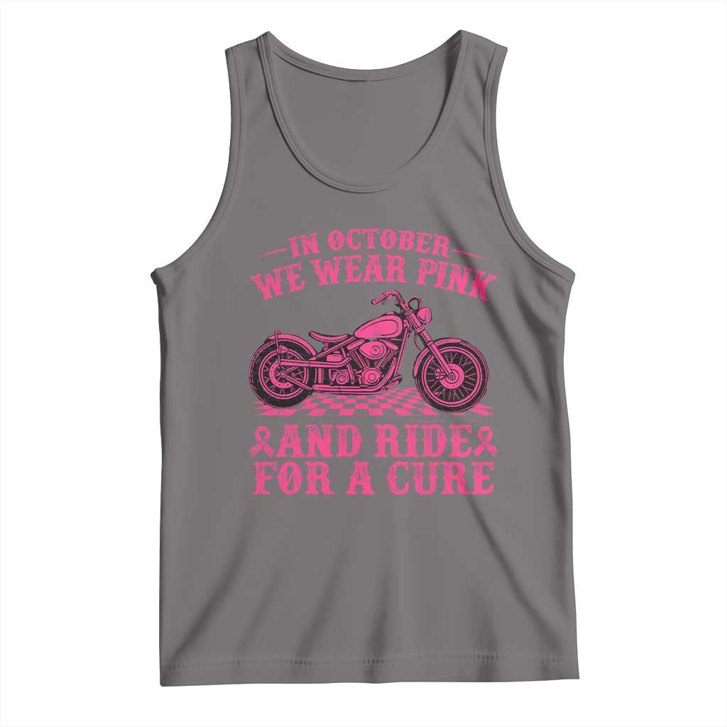 Breast Cancer Motorcycle Tank Top In October We Wear Pink Ride For A Cure - Wonder Print Shop