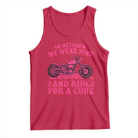 Breast Cancer Motorcycle Tank Top In October We Wear Pink Ride For A Cure - Wonder Print Shop