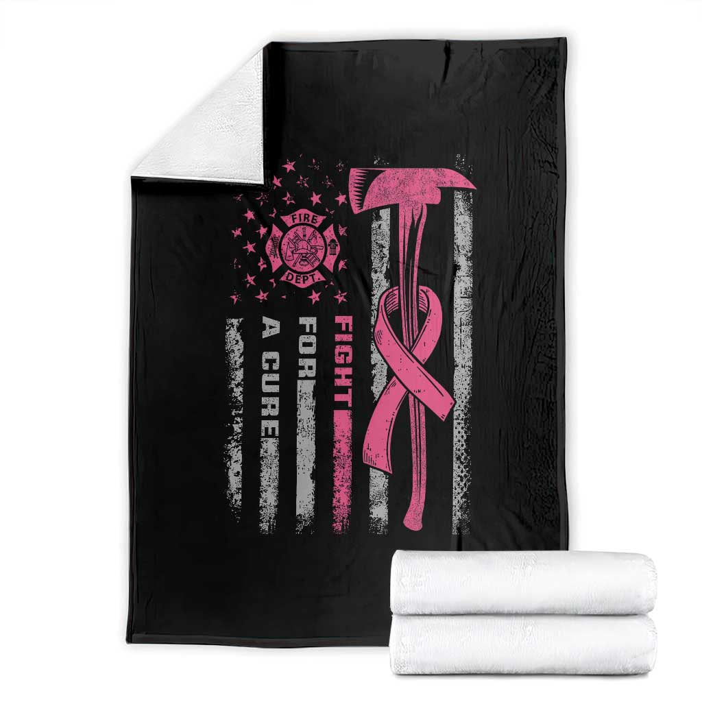 Firefighter Breast Cancer Awareness Throw Blanket Fight For A Cure American Flag - Wonder Print Shop
