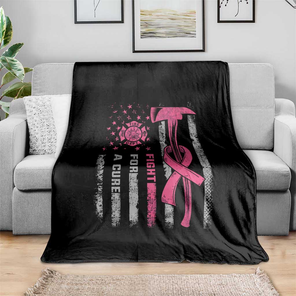 Firefighter Breast Cancer Awareness Throw Blanket Fight For A Cure American Flag - Wonder Print Shop