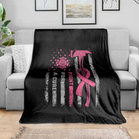 Firefighter Breast Cancer Awareness Throw Blanket Fight For A Cure American Flag - Wonder Print Shop