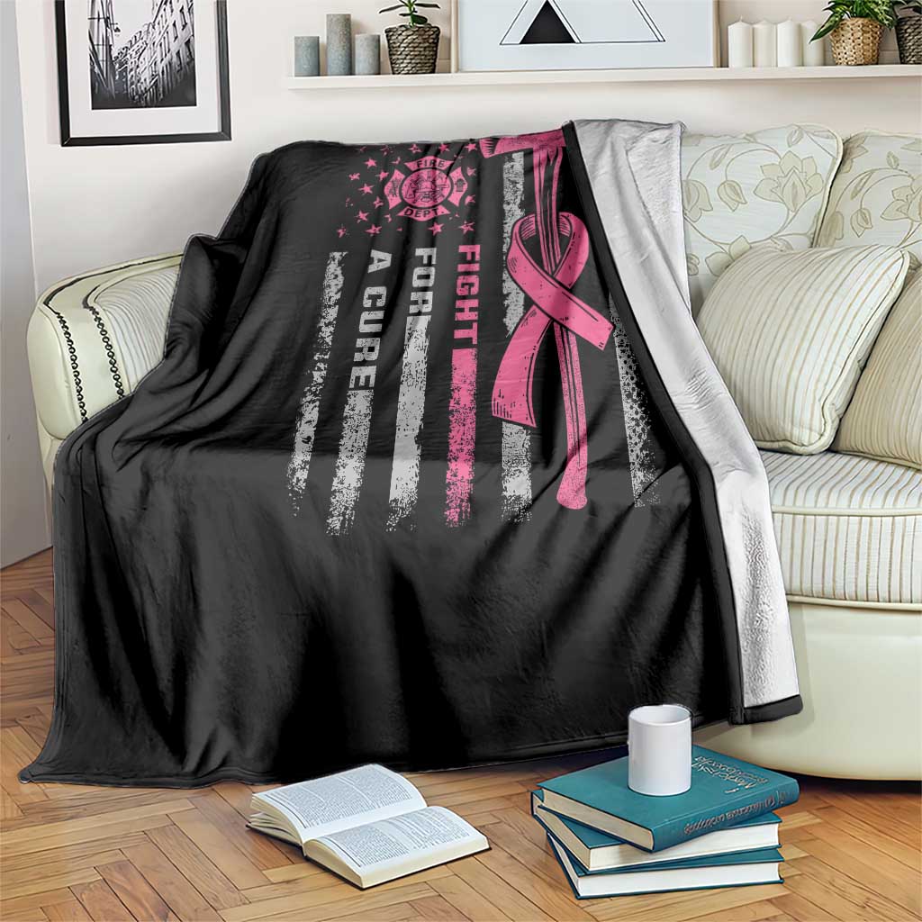 Firefighter Breast Cancer Awareness Throw Blanket Fight For A Cure American Flag - Wonder Print Shop