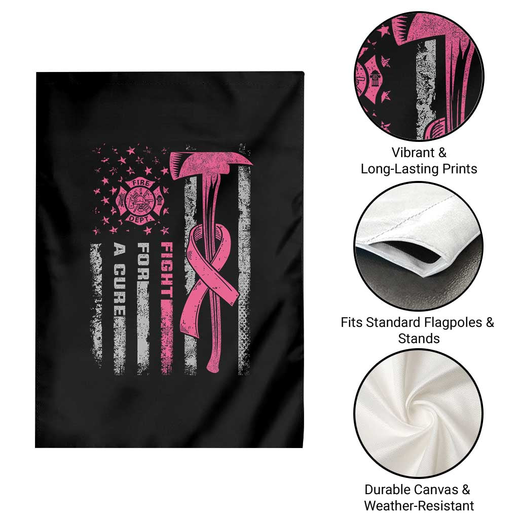 Firefighter Breast Cancer Awareness Garden Flag Fight For A Cure American Flag - Wonder Print Shop