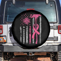 Firefighter Breast Cancer Awareness Spare Tire Cover Fight For A Cure American Flag - Wonder Print Shop