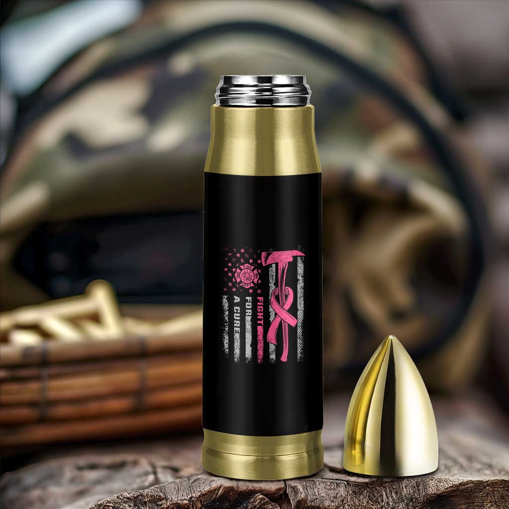 Firefighter Breast Cancer Awareness Bullet Tumbler Fight For A Cure American Flag - Wonder Print Shop