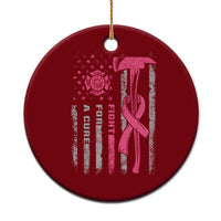 Firefighter Breast Cancer Awareness Ceramic Ornament Fight For A Cure American Flag - Wonder Print Shop