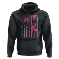 Firefighter Breast Cancer Awareness Hoodie Fight For A Cure American Flag - Wonder Print Shop