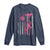 Firefighter Breast Cancer Awareness Long Sleeve Shirt Fight For A Cure American Flag - Wonder Print Shop