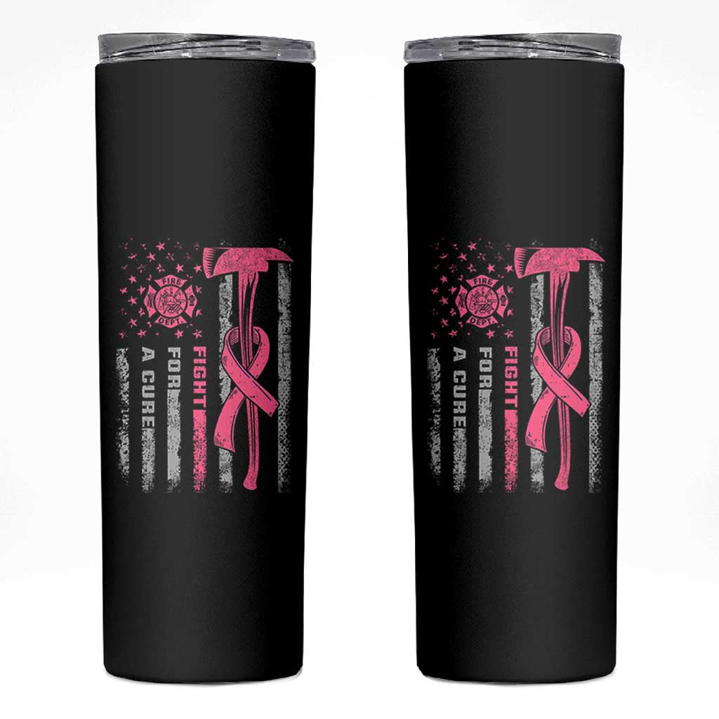 Firefighter Breast Cancer Awareness Skinny Tumbler Fight For A Cure American Flag - Wonder Print Shop