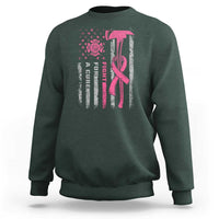 Firefighter Breast Cancer Awareness Sweatshirt Fight For A Cure American Flag - Wonder Print Shop