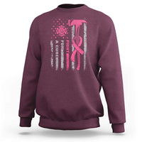 Firefighter Breast Cancer Awareness Sweatshirt Fight For A Cure American Flag - Wonder Print Shop