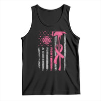 Firefighter Breast Cancer Awareness Tank Top Fight For A Cure American Flag - Wonder Print Shop