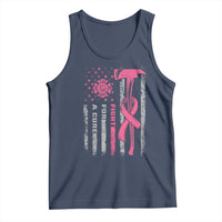 Firefighter Breast Cancer Awareness Tank Top Fight For A Cure American Flag - Wonder Print Shop