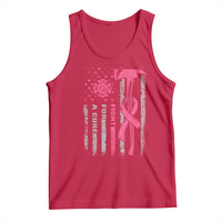 Firefighter Breast Cancer Awareness Tank Top Fight For A Cure American Flag - Wonder Print Shop