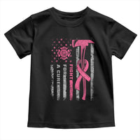 Firefighter Breast Cancer Awareness Toddler T Shirt Fight For A Cure American Flag - Wonder Print Shop