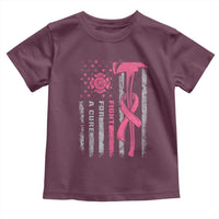Firefighter Breast Cancer Awareness Toddler T Shirt Fight For A Cure American Flag - Wonder Print Shop