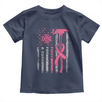 Firefighter Breast Cancer Awareness Toddler T Shirt Fight For A Cure American Flag - Wonder Print Shop