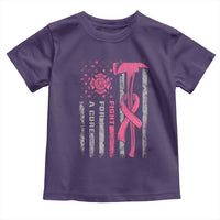 Firefighter Breast Cancer Awareness Toddler T Shirt Fight For A Cure American Flag - Wonder Print Shop