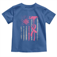 Firefighter Breast Cancer Awareness Toddler T Shirt Fight For A Cure American Flag - Wonder Print Shop