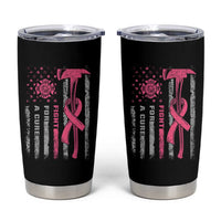 Firefighter Breast Cancer Awareness Tumbler Cup Fight For A Cure American Flag - Wonder Print Shop