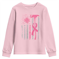Firefighter Breast Cancer Awareness Youth Sweatshirt Fight For A Cure American Flag - Wonder Print Shop