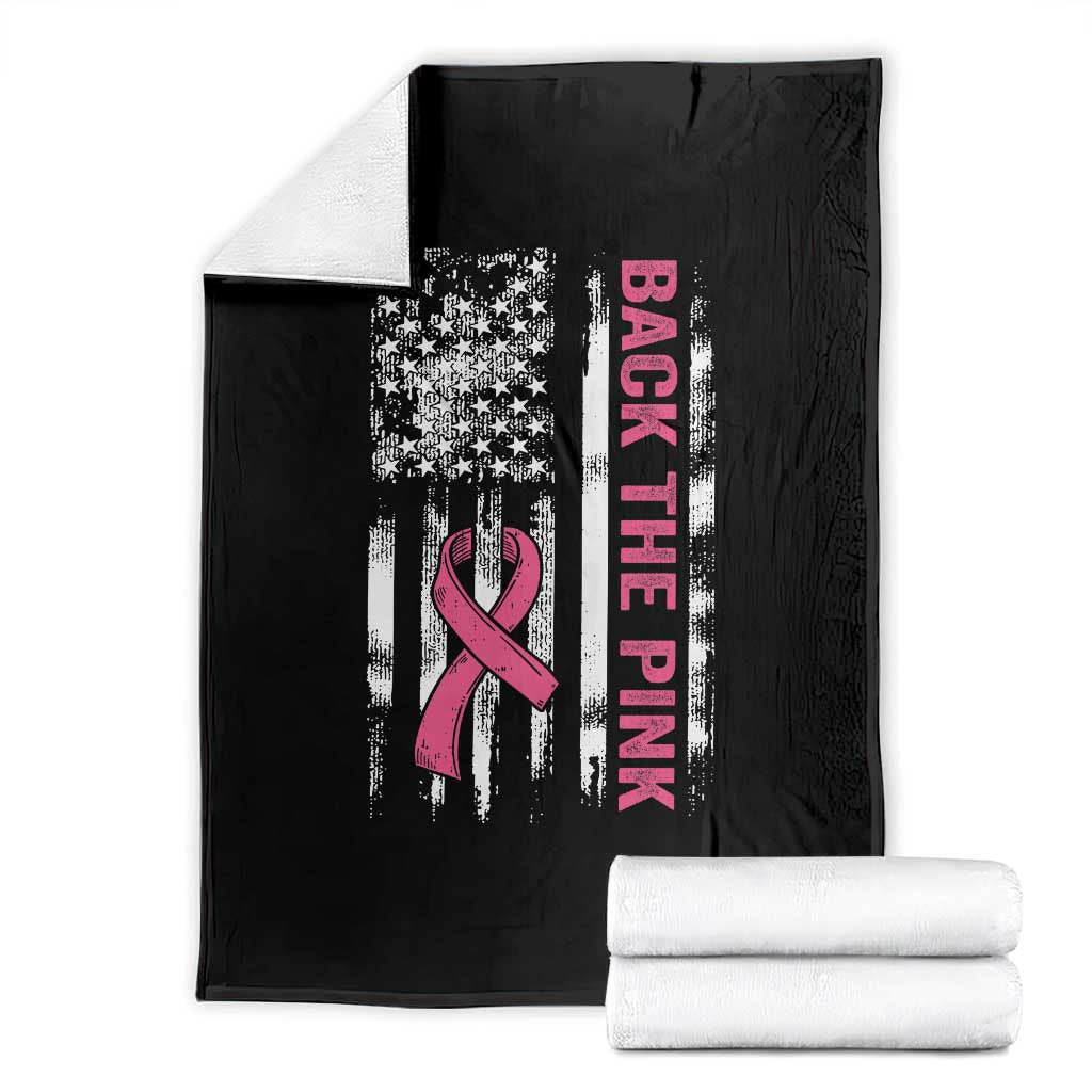 Back The Pink Ribbon Breast Cancer Awareness Throw Blanket American Flag - Wonder Print Shop