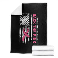 Back The Pink Ribbon Breast Cancer Awareness Throw Blanket American Flag - Wonder Print Shop