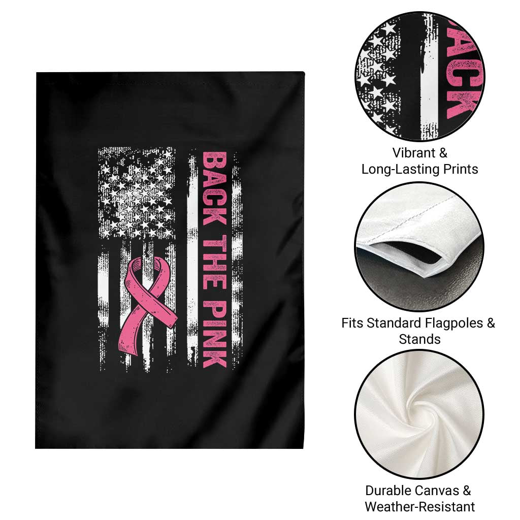 Back The Pink Ribbon Breast Cancer Awareness Garden Flag American Flag - Wonder Print Shop
