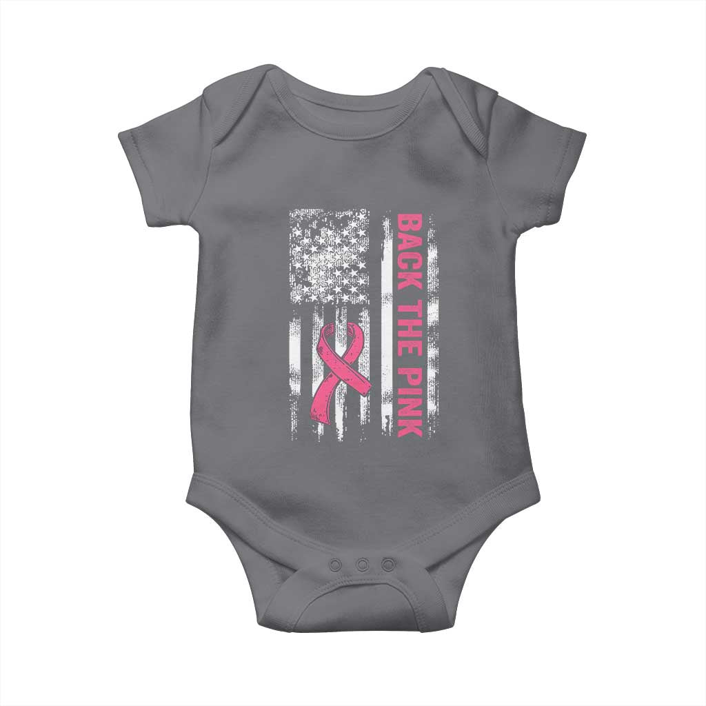 Back The Pink Ribbon Breast Cancer Awareness Baby Onesie American Flag - Wonder Print Shop