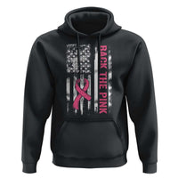 Back The Pink Ribbon Breast Cancer Awareness Hoodie American Flag - Wonder Print Shop