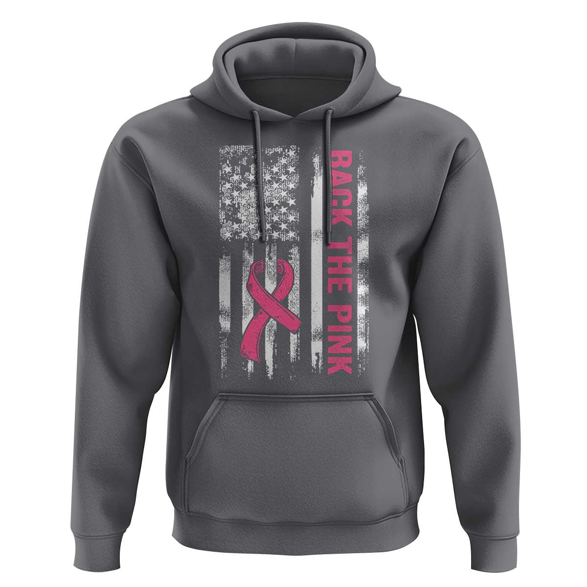 Back The Pink Ribbon Breast Cancer Awareness Hoodie American Flag - Wonder Print Shop