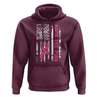 Back The Pink Ribbon Breast Cancer Awareness Hoodie American Flag - Wonder Print Shop