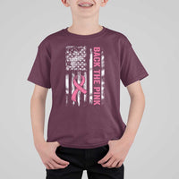 Back The Pink Ribbon Breast Cancer Awareness T Shirt For Kid American Flag - Wonder Print Shop