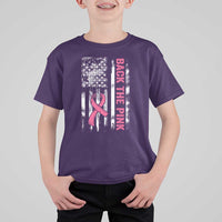 Back The Pink Ribbon Breast Cancer Awareness T Shirt For Kid American Flag - Wonder Print Shop