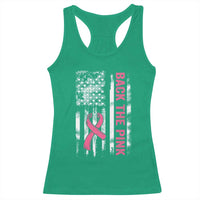 Back The Pink Ribbon Breast Cancer Awareness Racerback Tank Top American Flag - Wonder Print Shop