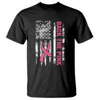 Back The Pink Ribbon Breast Cancer Awareness T Shirt American Flag - Wonder Print Shop