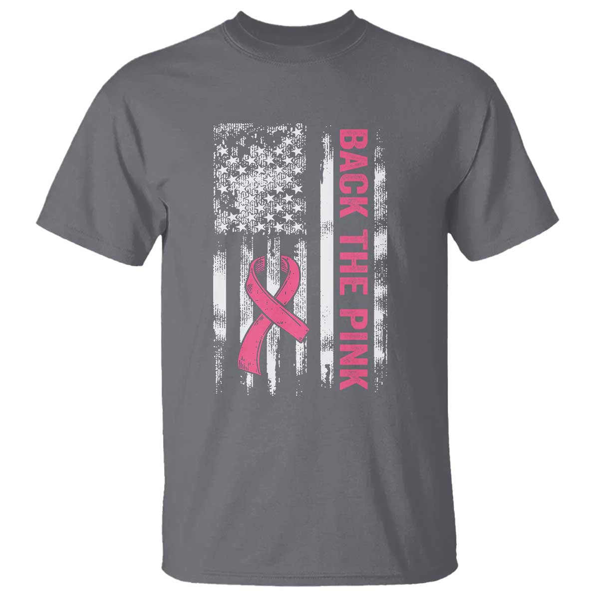 Back The Pink Ribbon Breast Cancer Awareness T Shirt American Flag - Wonder Print Shop