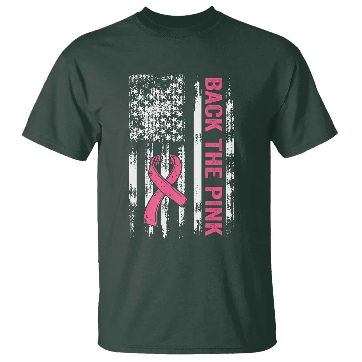 Back The Pink Ribbon Breast Cancer Awareness T Shirt American Flag - Wonder Print Shop