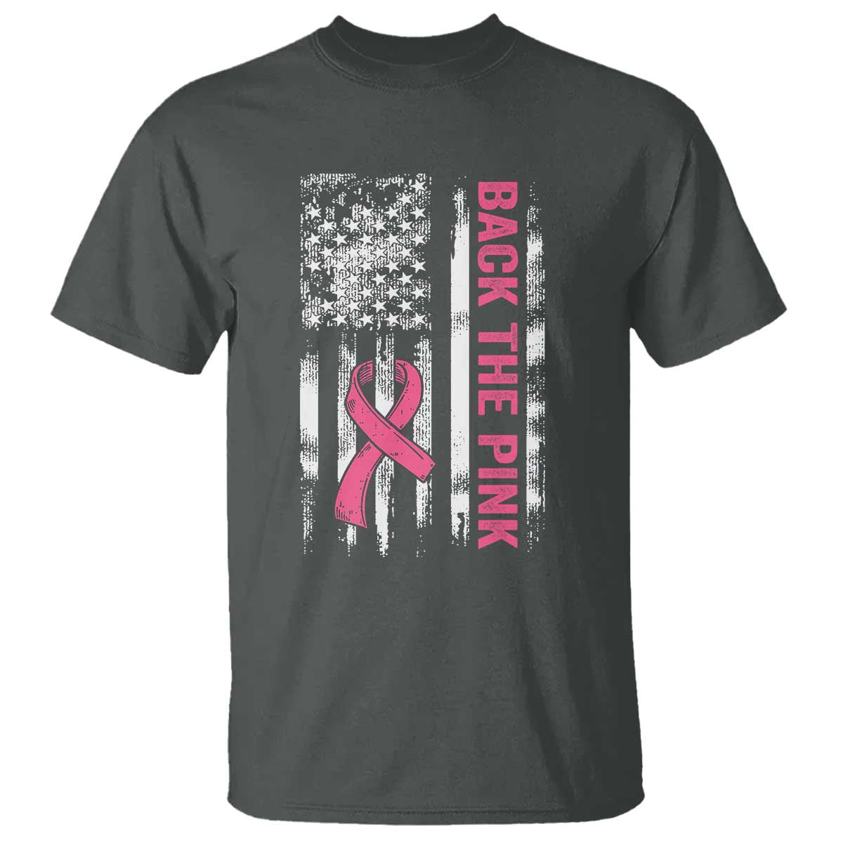 Back The Pink Ribbon Breast Cancer Awareness T Shirt American Flag - Wonder Print Shop