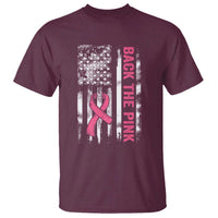 Back The Pink Ribbon Breast Cancer Awareness T Shirt American Flag - Wonder Print Shop