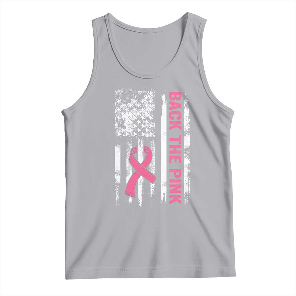 Back The Pink Ribbon Breast Cancer Awareness Tank Top American Flag - Wonder Print Shop