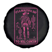 Cowgirl Breast Cancer Spare Tire Cover Beautiful Day To Kill Cancer Vintage Western Pink - Wonder Print Shop