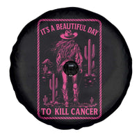 Cowgirl Breast Cancer Spare Tire Cover Beautiful Day To Kill Cancer Vintage Western Pink - Wonder Print Shop
