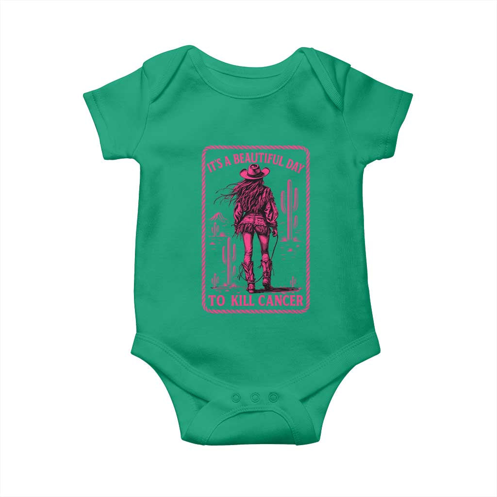 Cowgirl Breast Cancer Baby Onesie Beautiful Day To Kill Cancer Vintage Western Pink - Wonder Print Shop