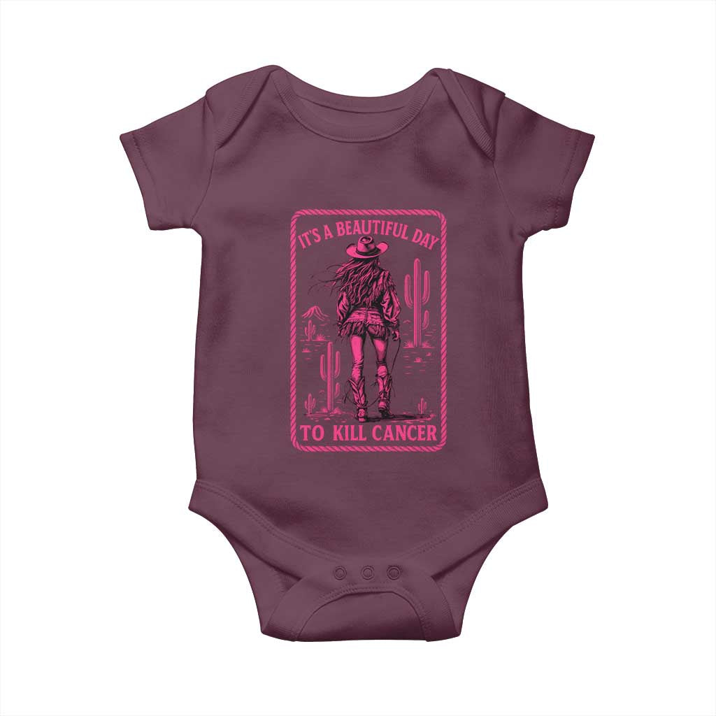 Cowgirl Breast Cancer Baby Onesie Beautiful Day To Kill Cancer Vintage Western Pink - Wonder Print Shop